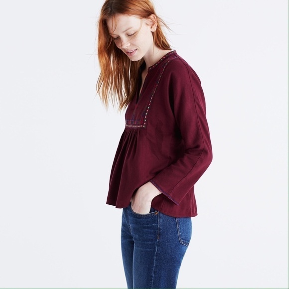 Madewell Embroiled Popover Peasant Sequins Top Size M NWT - Picture 2 of 6